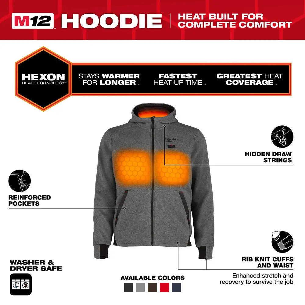 MILWAUKEE M200G-21L - M12™ Heated Hoodie Kit - Gray - L MILWAUKEE