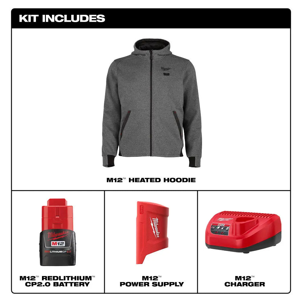 MILWAUKEE M200G-21M - M12™ Heated Hoodie Kit - Gray - M MILWAUKEE
