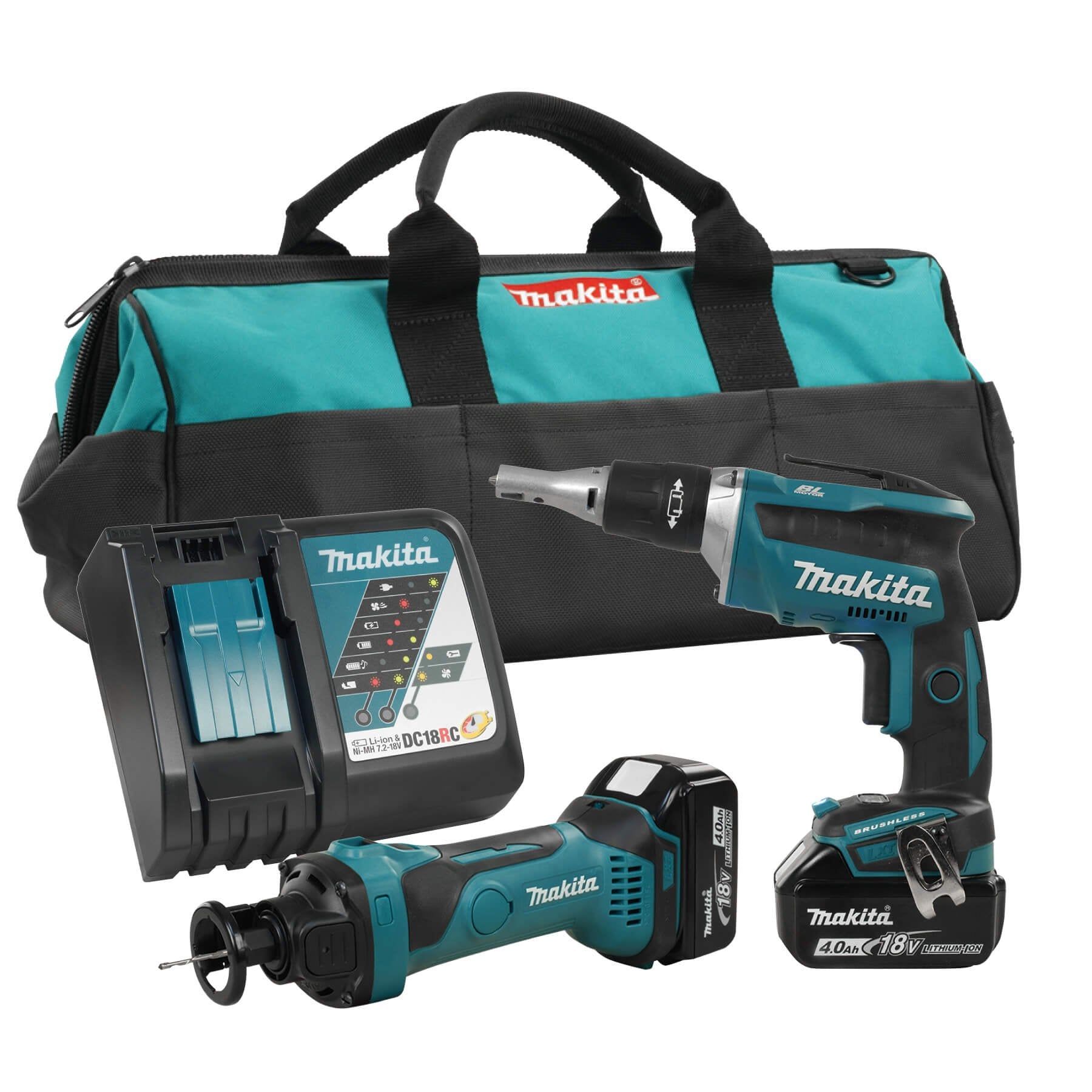 Makita DLX2089M 18V LXT 2 Piece Combo 4.0Ah Kit (DFS452Z/DCO180Z) - Wise Line Tools