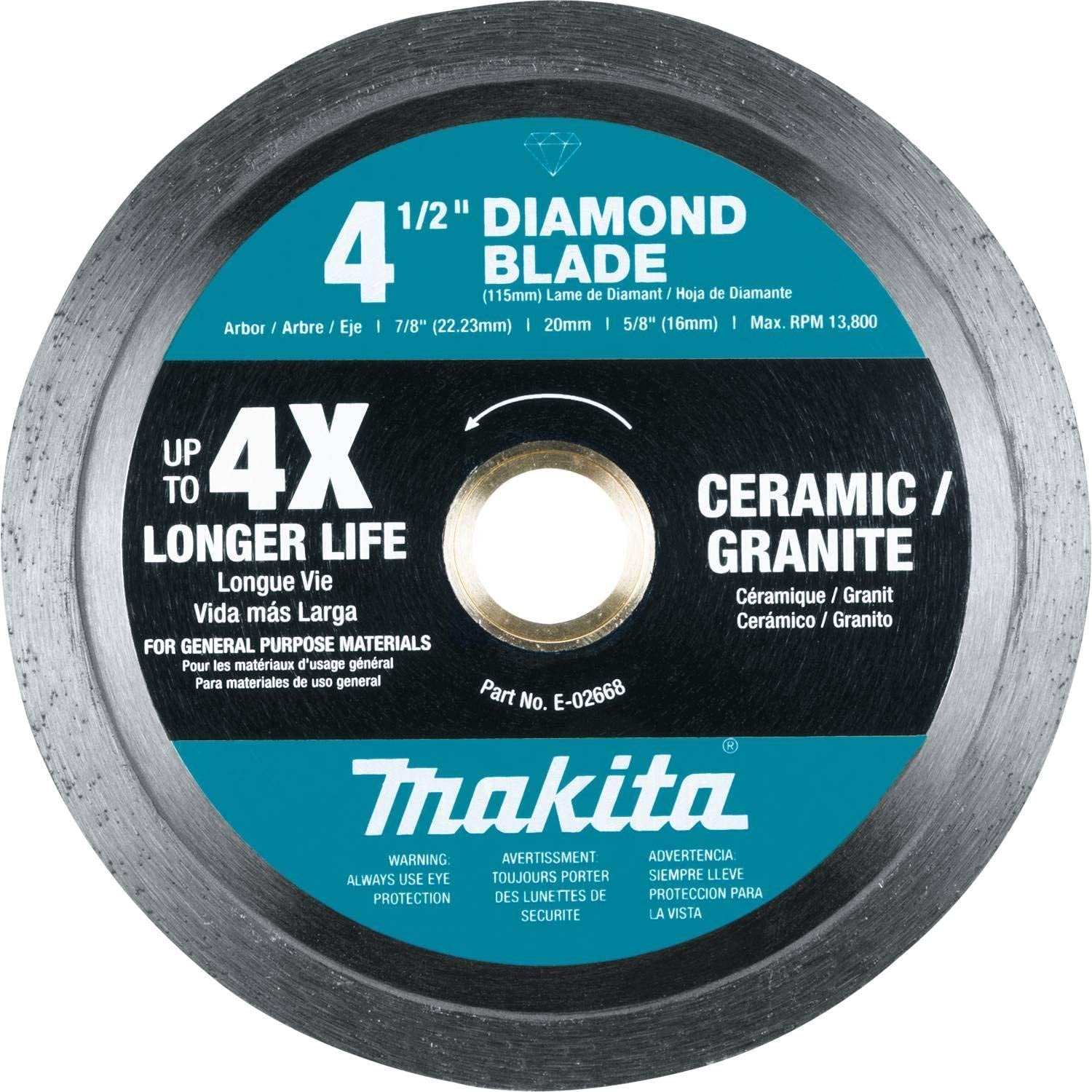 Makita E-02668  -  4-1/2" DIAMOND BLADE CONTINUOUS RIM GP Ceramic cutting - Wise Line Tools