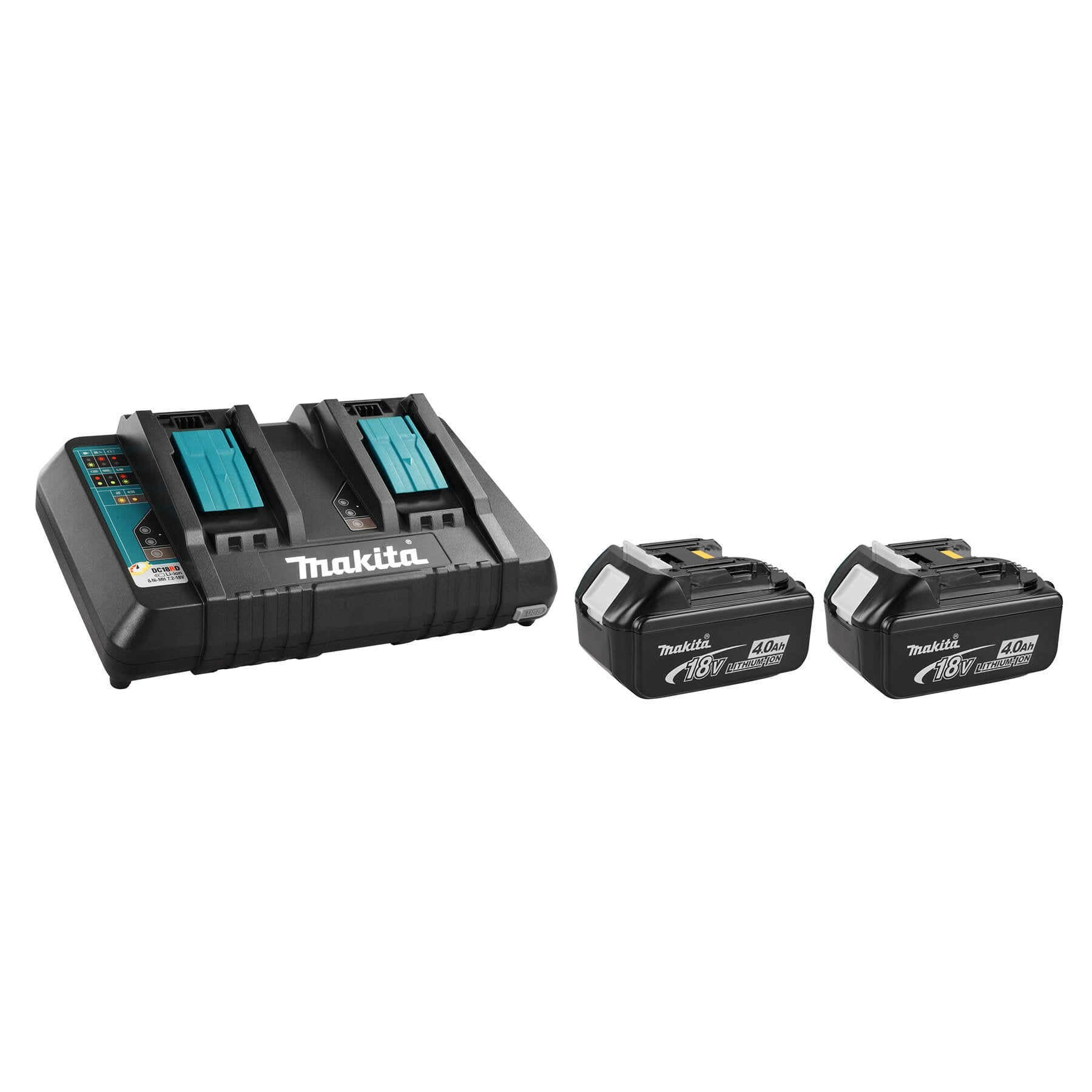 Makita Y-00315 - 18V Dual Port Rapid Charger with 2 4.0Ah Ba - Wise Line Tools