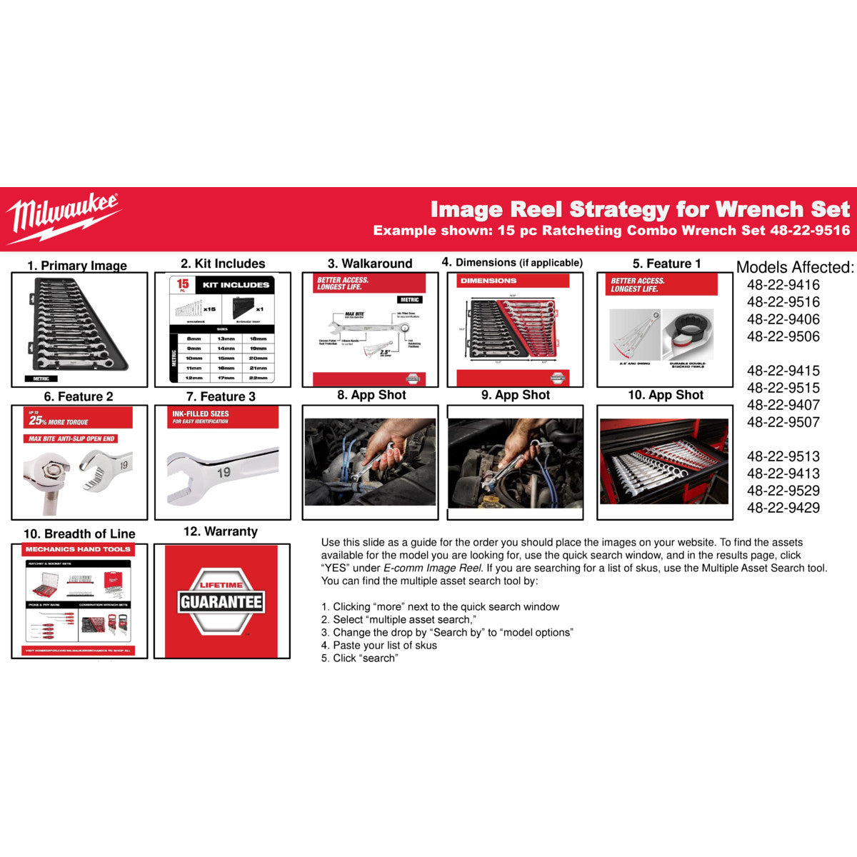 Milwaukee 7pc Metric Ratcheting Combination Wrench Set - 48-22-9506