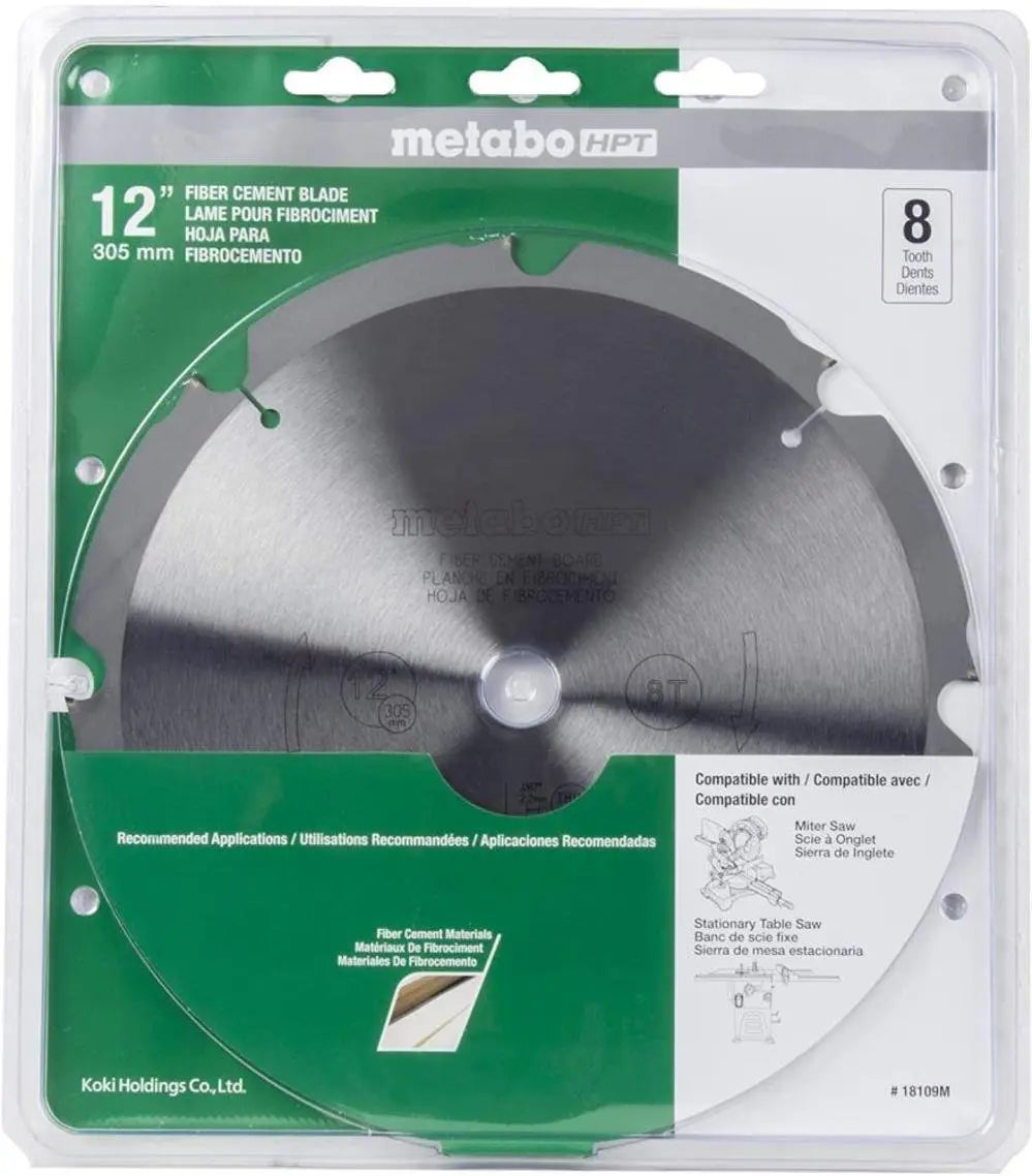 Metabo HPT 8 Teeth Polycrystalline Diamond 12" Dry Cutting Fiber Cement Saw Blade METABO