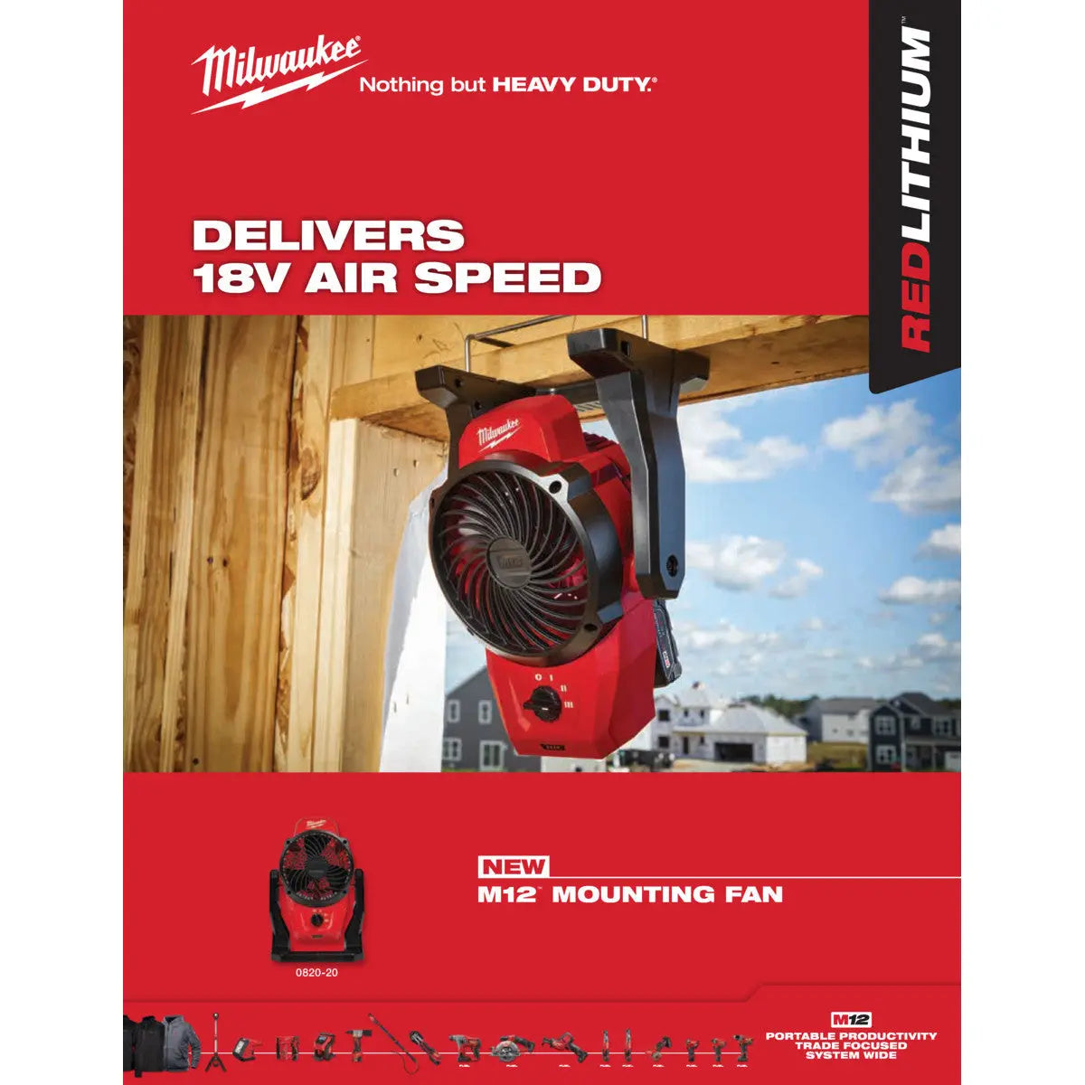 Milwaukee 0820-20 - M12™ Mounting Fan - Wise Line Tools