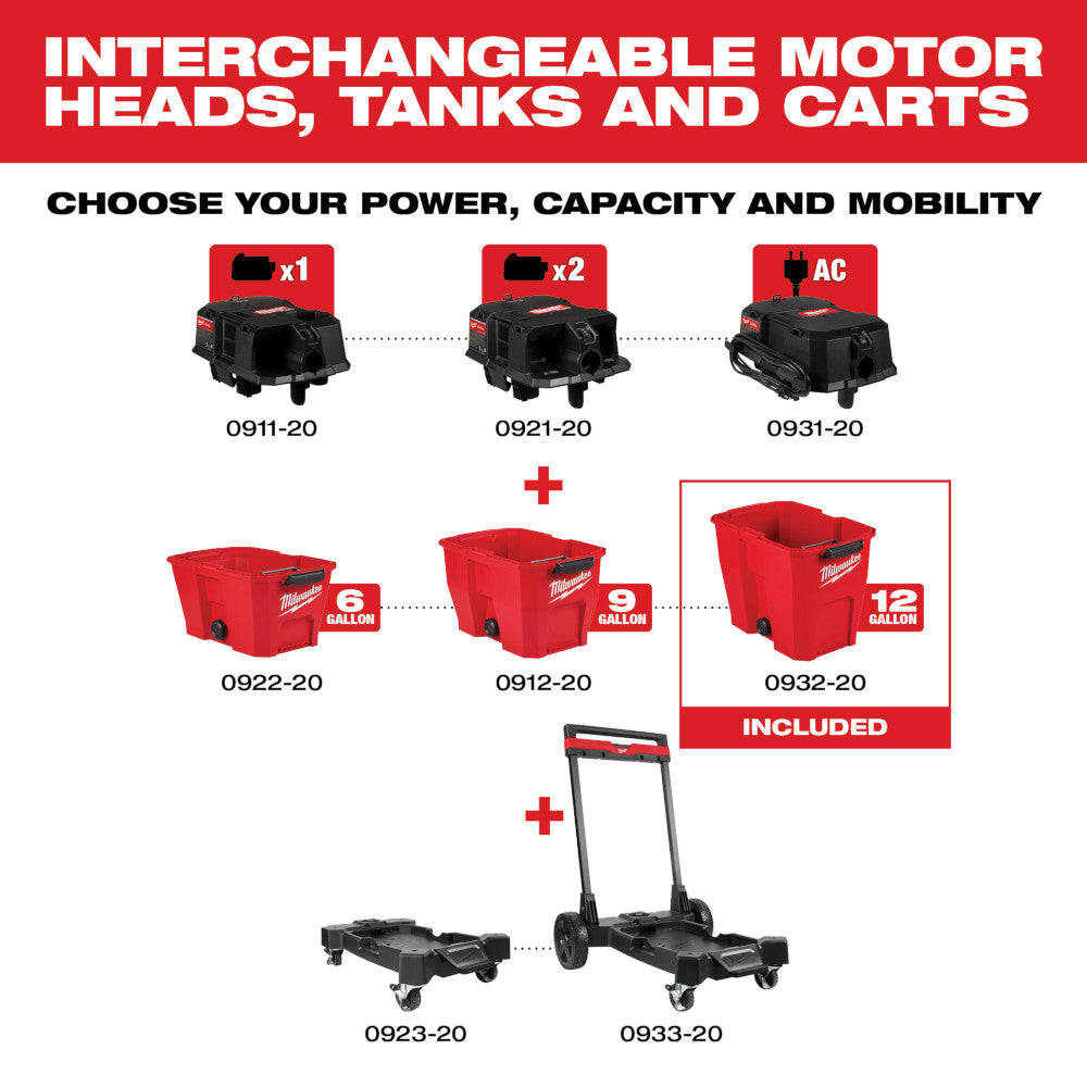 Milwaukee 0932-20  -  12 Gallon Wet/Dry Vacuum Tank - Wise Line Tools
