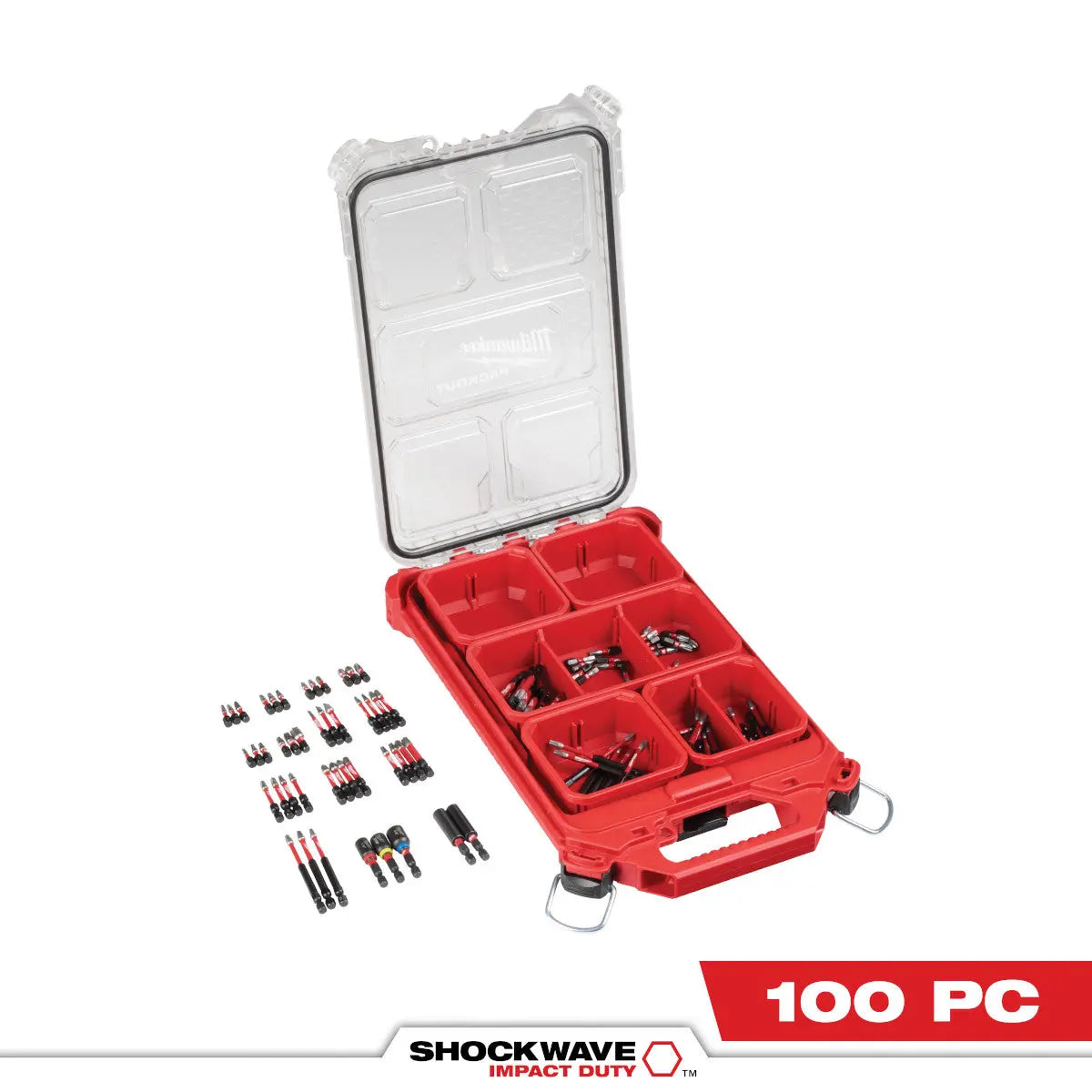 Milwaukee 100pc Shockwave Bit Set in PACKOUT Organizer - 48-32-5156 - Wise Line Tools
