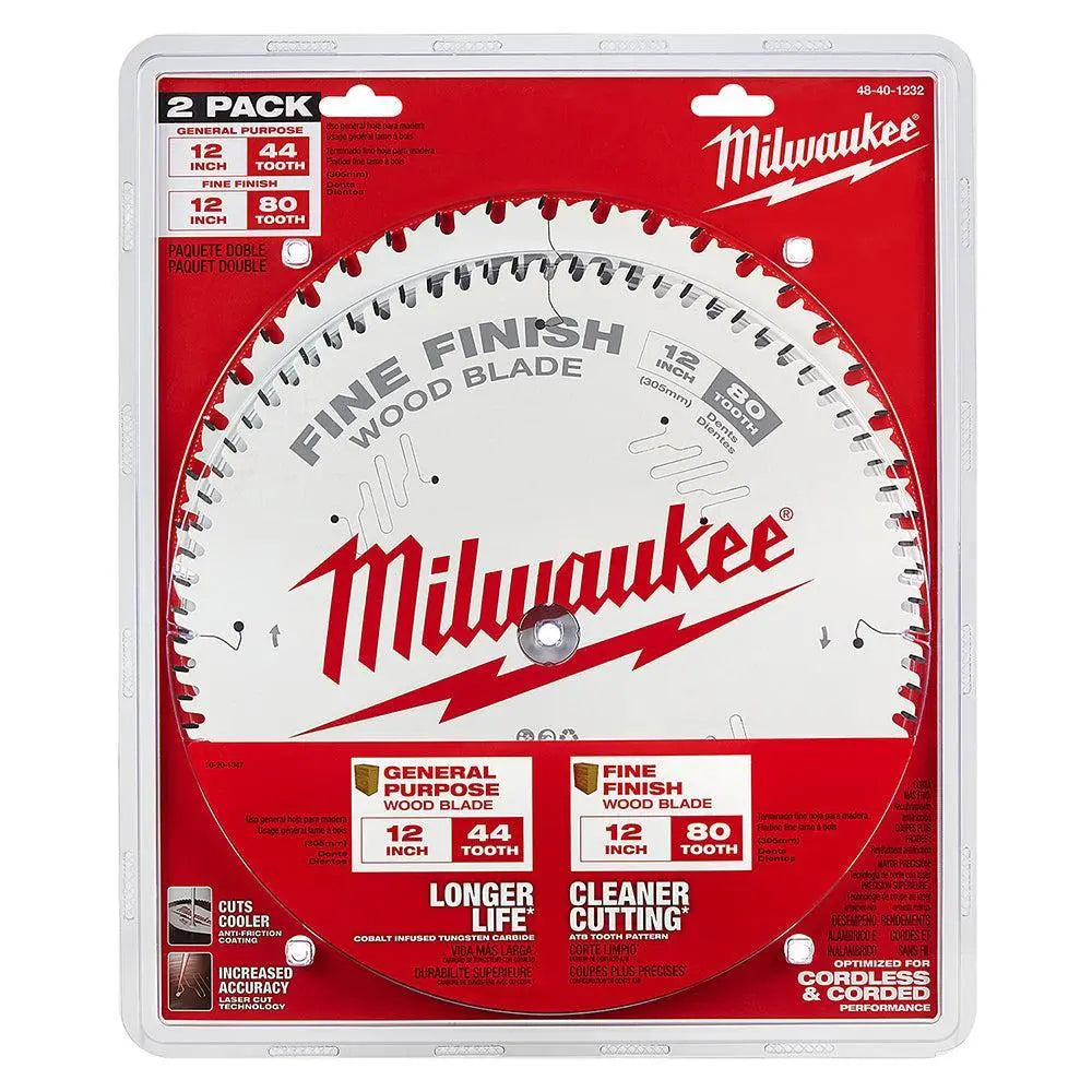 Milwaukee 12 in. 44T + 80T Two Pack Circular Saw Blade - Wise Line Tools