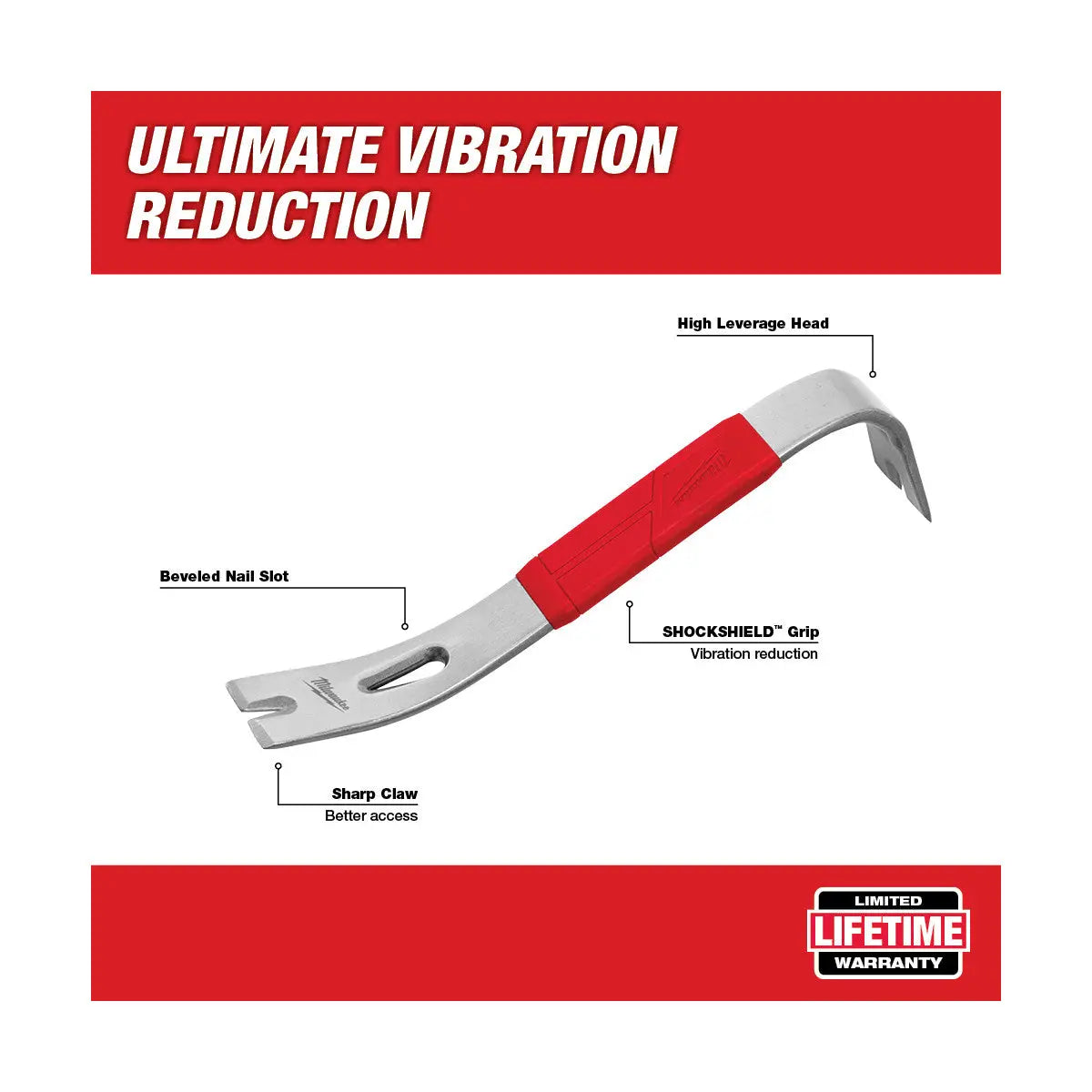 Milwaukee 12" Flat Pry Bar + 9" Nail Puller Combo - 48-22-9034A - Wise Line Tools