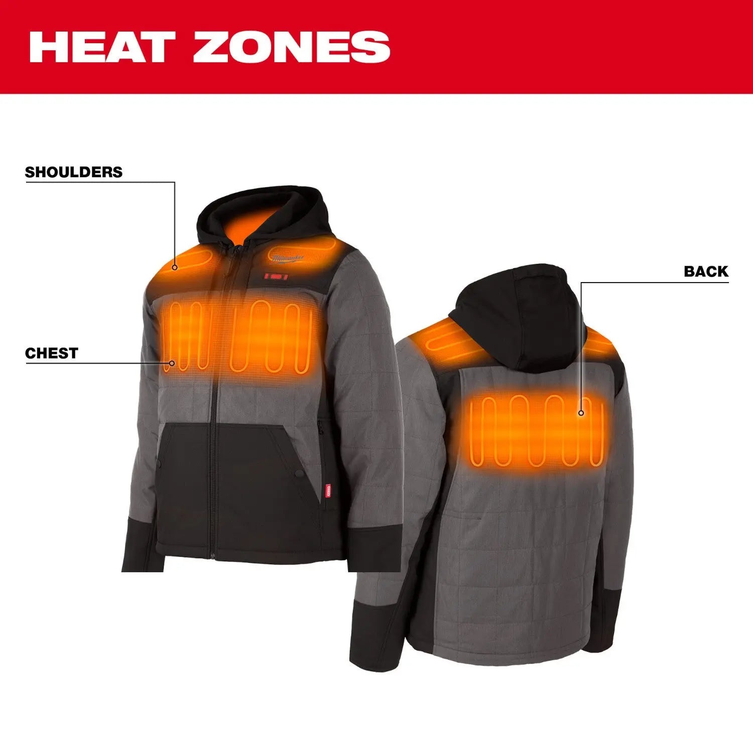Milwaukee 205G-21M - M12™ Heated AXIS™ Hooded Jacket Kit Gray Medium - Wise Line Tools