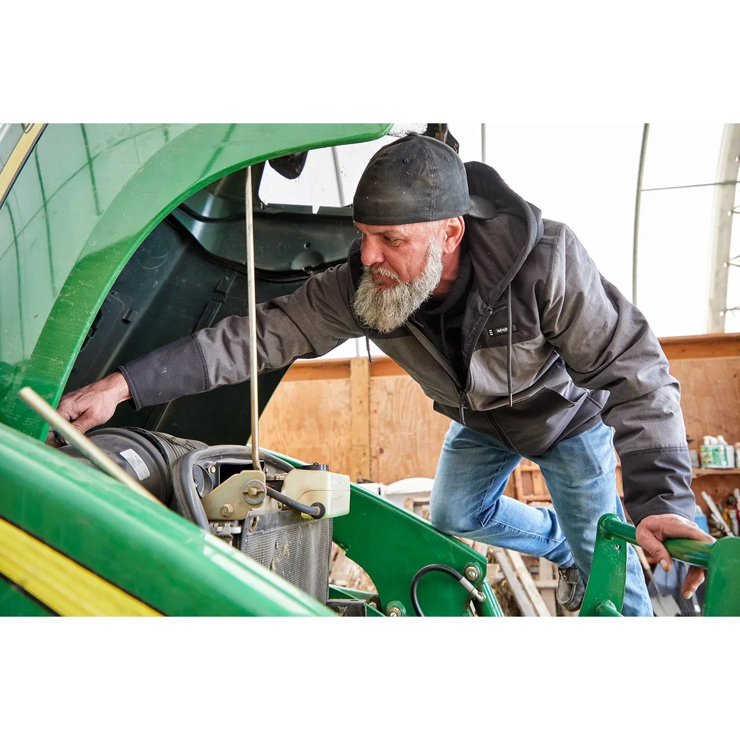 Milwaukee 205G-21M - M12™ Heated AXIS™ Hooded Jacket Kit Gray Medium - Wise Line Tools