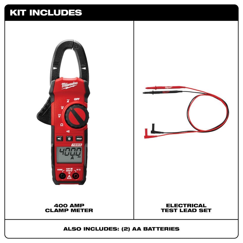 Milwaukee 2235-20 - Heavy-Duty True-RMS 400 Amp Electrical Clamp Meter - Wise Line Tools