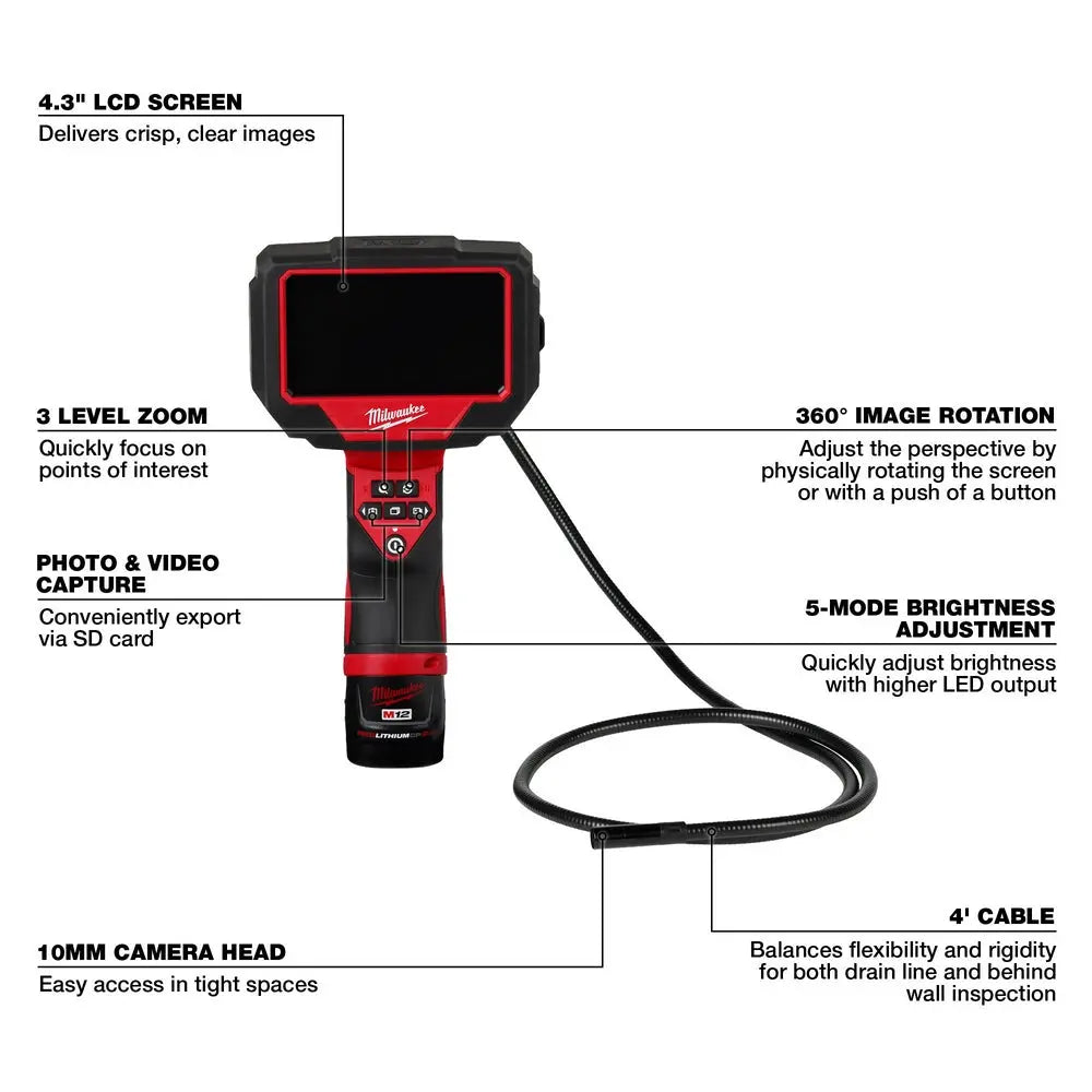 Milwaukee 2323-21 - M12™ M-Spector™ 360 4' Inspection Camera - Wise Line Tools