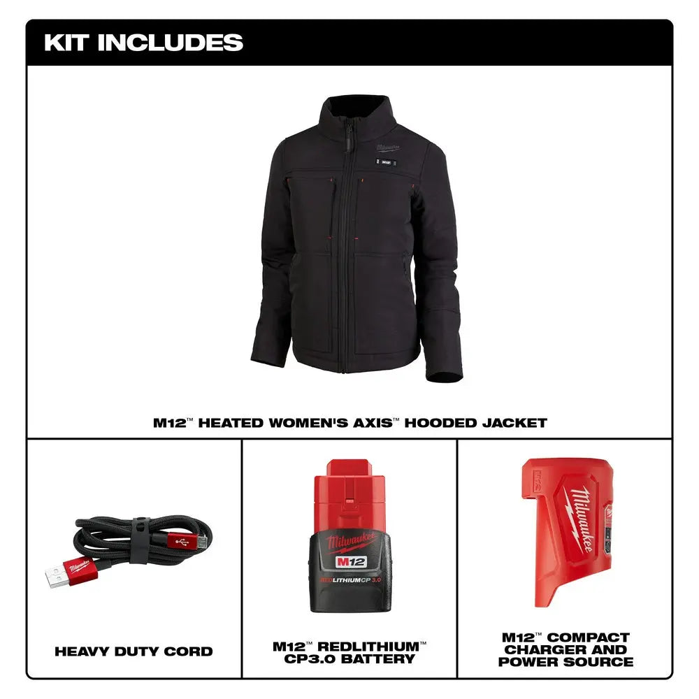 Milwaukee 234B-21L - M12™ Women's Heated AXIS™ Jacket Kit Black Large - Wise Line Tools