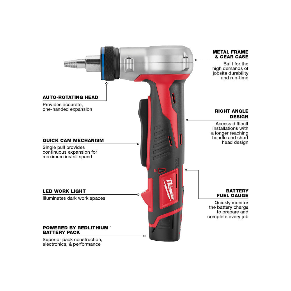 Milwaukee 2432-22 - M12™ ProPEX® Expansion Tool Kit - Wise Line Tools