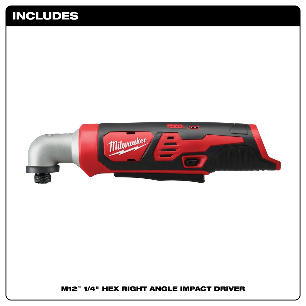 Milwaukee 2467-20 - M12™ 1/4 in. Hex Right Angle Impact Driver - Wise Line Tools