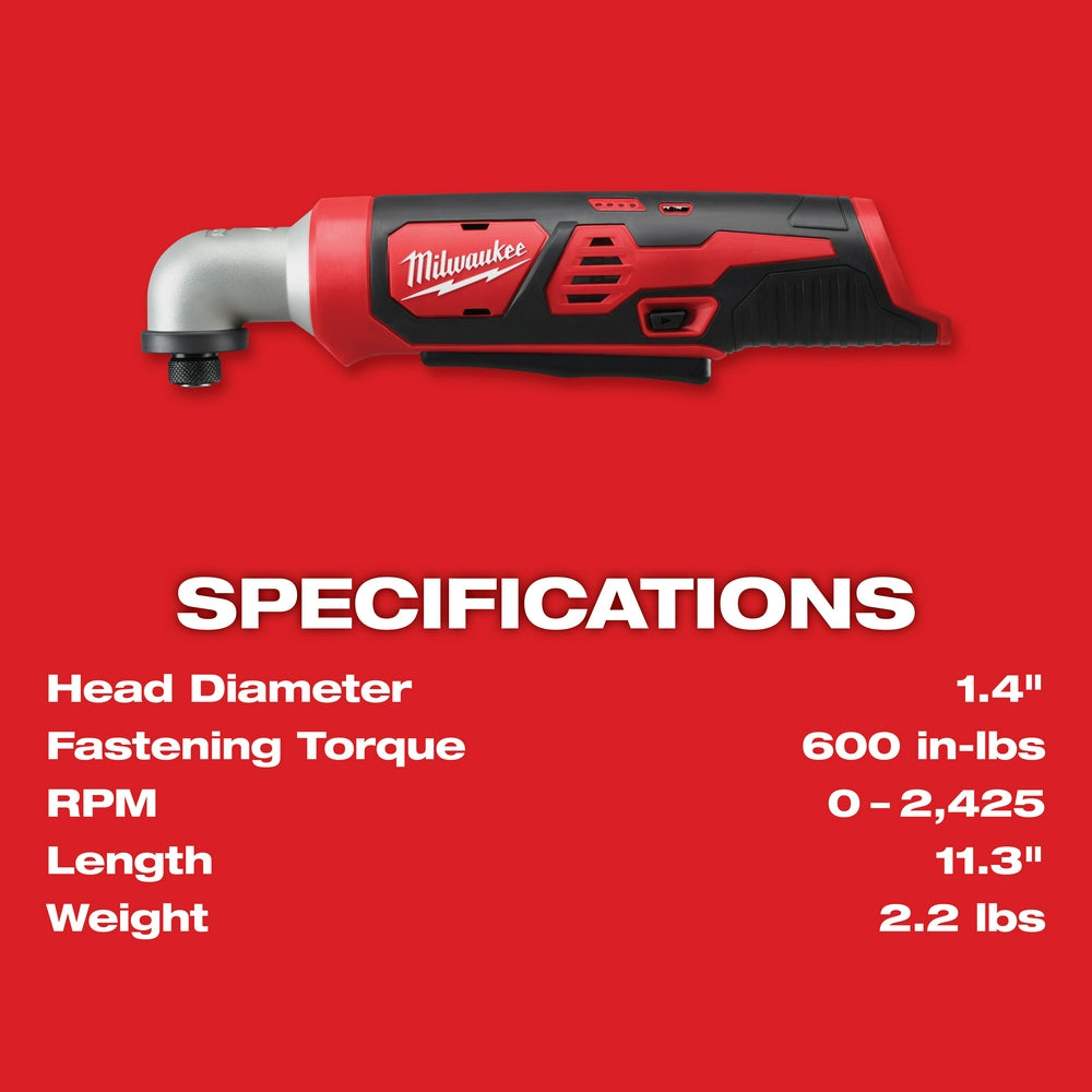 Milwaukee 2467-20 - M12™ 1/4 in. Hex Right Angle Impact Driver - Wise Line Tools