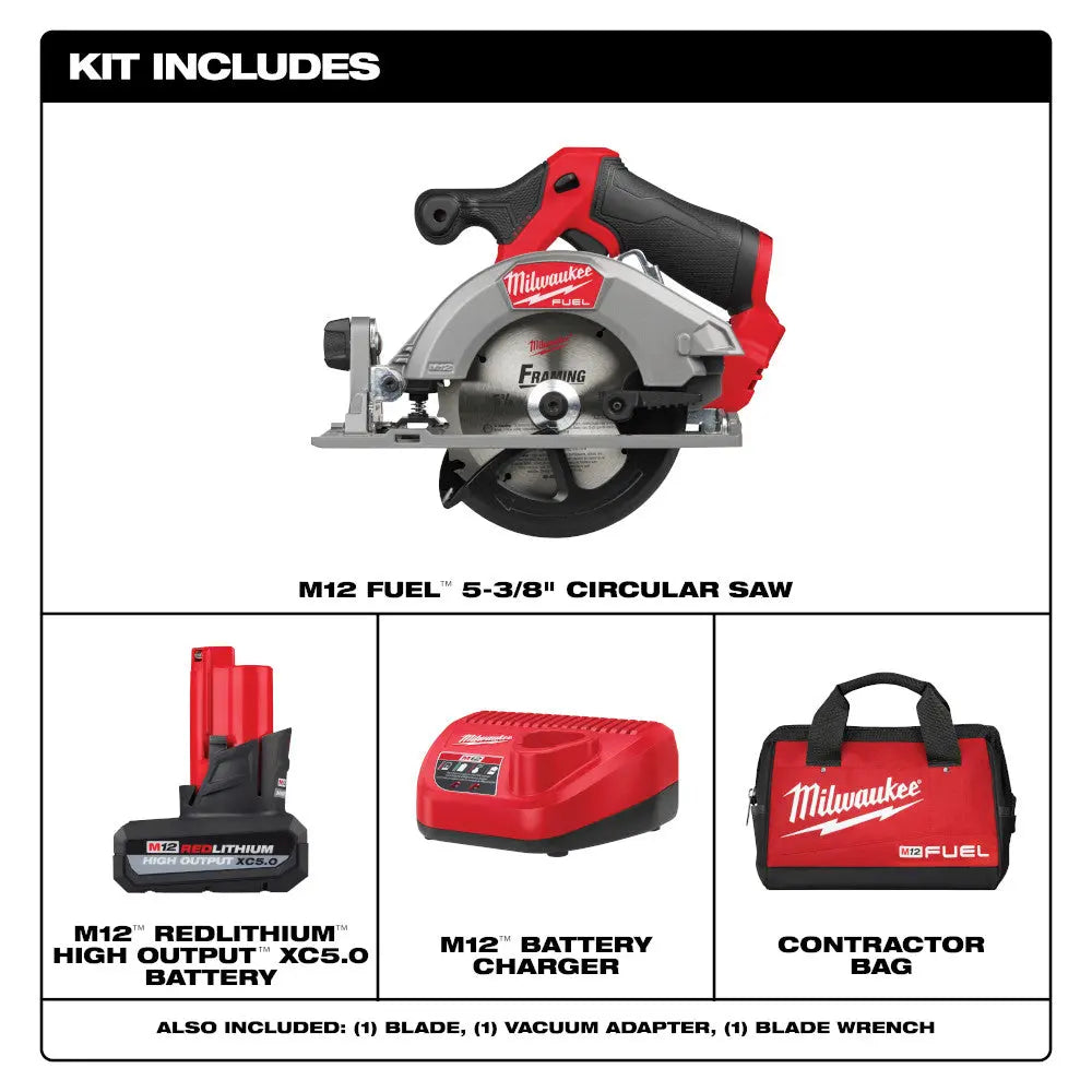 Milwaukee 2521-21HO - M12 FUEL™ 5-3/8” Circular Saw Kit - Wise Line Tools