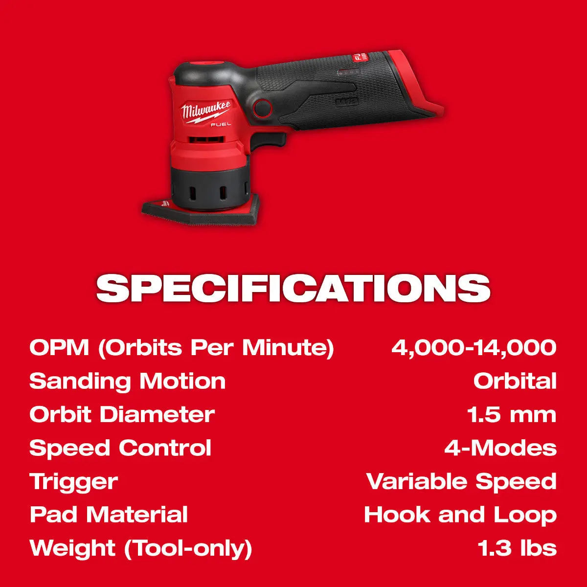Milwaukee 2531-20 - M12 FUEL™ Orbital Detail Sander - Wise Line Tools
