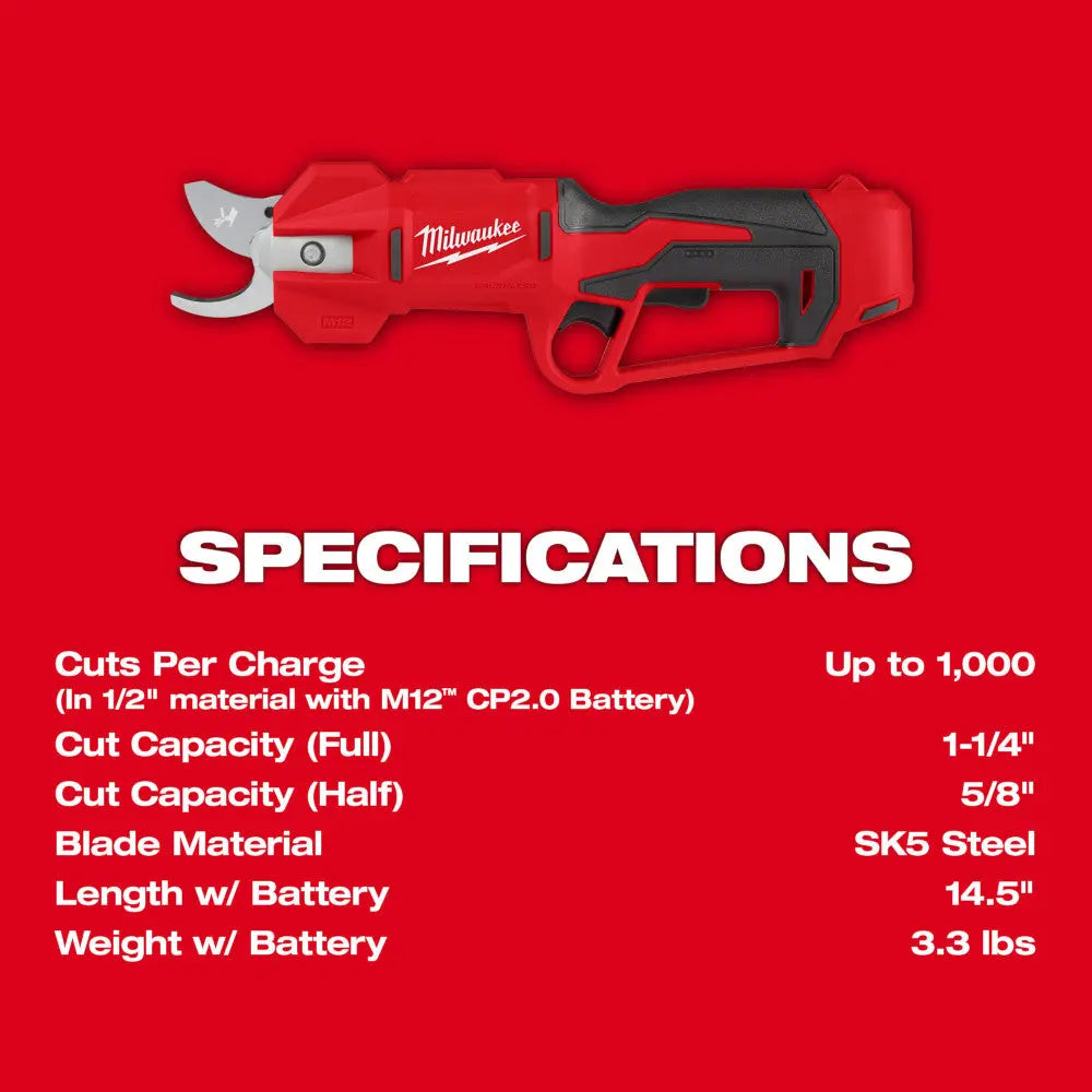 Milwaukee 2534-21 - M12™ Brushless Pruning Shears Kit - Wise Line Tools