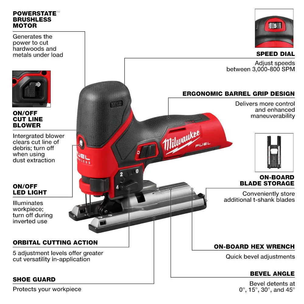 Milwaukee 2545-20 - M12 FUEL™ Jig Saw - Wise Line Tools