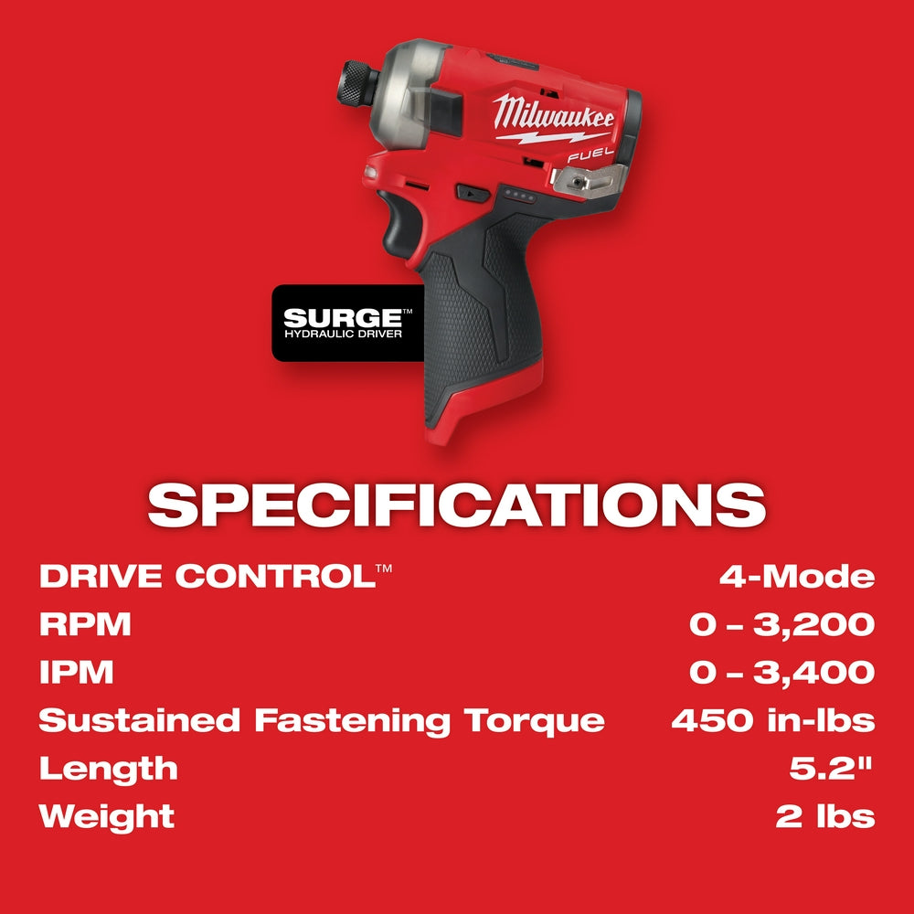 Milwaukee 2551-20 - M12 FUEL™ SURGE™ 1/4 in. Hex Hydraulic Driver - Wise Line Tools