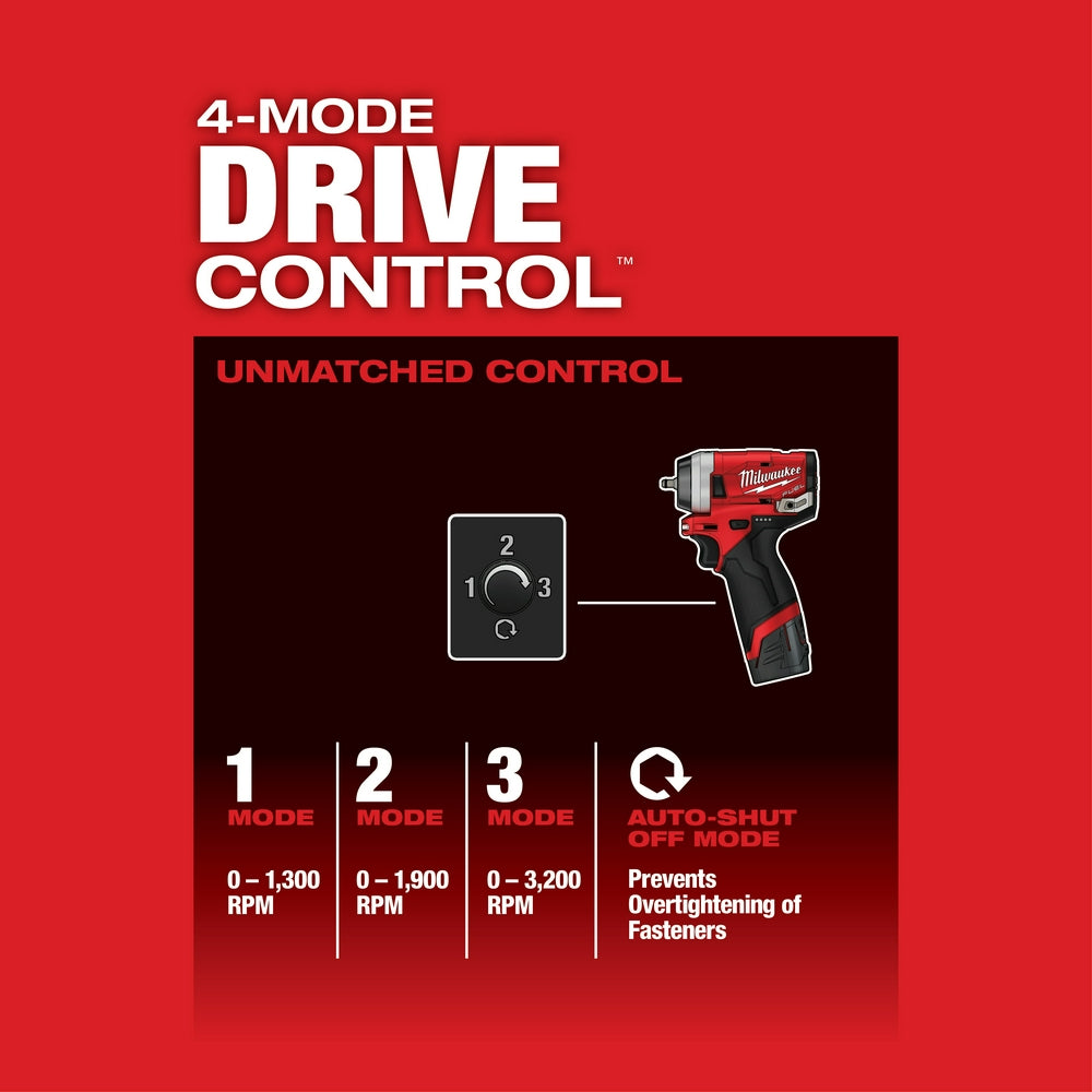 Milwaukee 2552-20 - M12 FUEL™ Stubby 1/4 in. Impact Wrench - Wise Line Tools