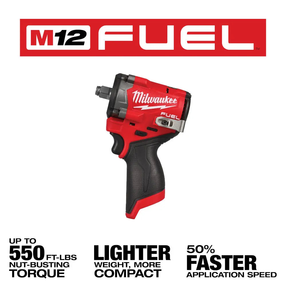 Milwaukee 2563-20 - M12 FUEL™ Stubby 1/2" Impact Wrench - Wise Line Tools