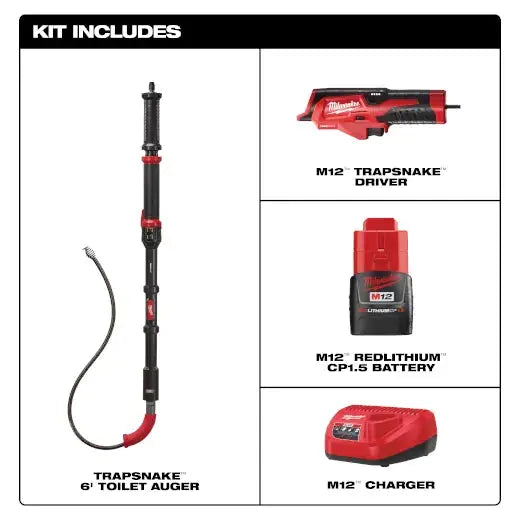 Milwaukee 2576-21  -  M12 6' Toilet Auger Kit MILWAUKEE