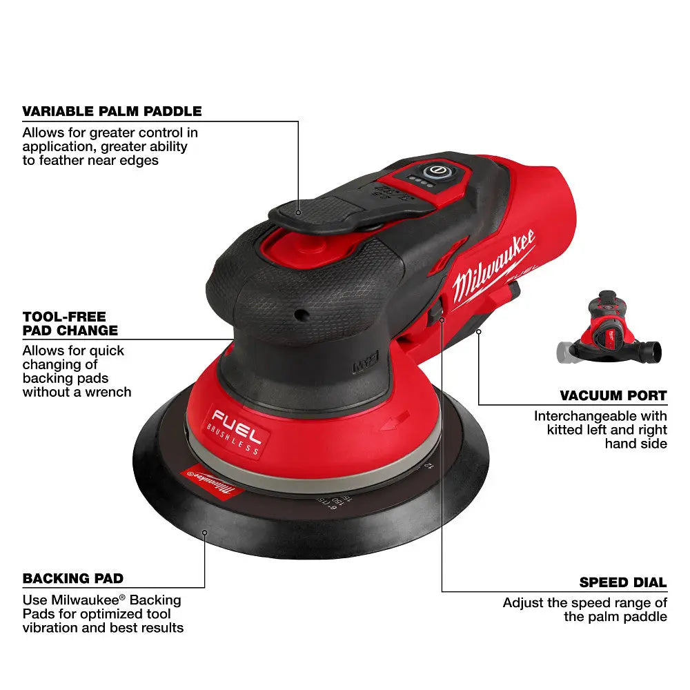 Milwaukee 2584-20 - M12 FUEL™ 6" Random Orbital Sander (3/32") - Wise Line Tools