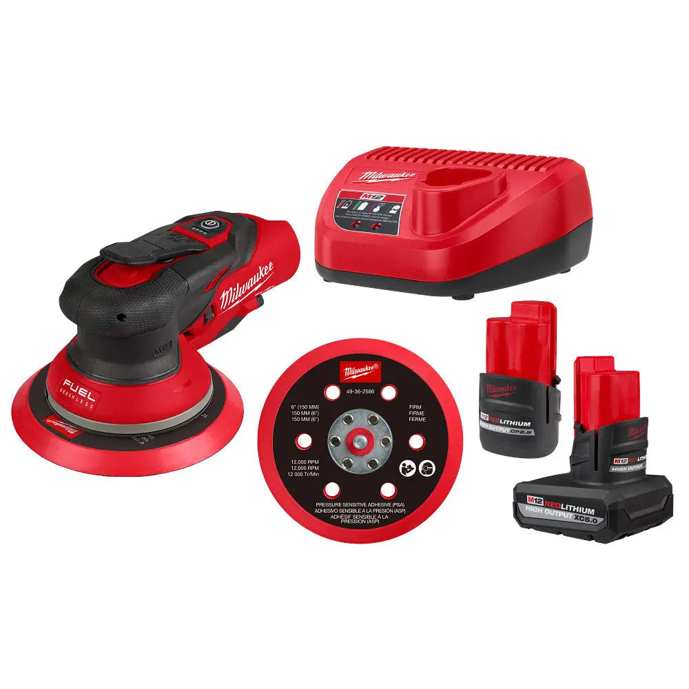 Milwaukee 2585-22CX - M12 FUEL™ 6" Random Orbital Sander Kit (3/16") - Wise Line Tools