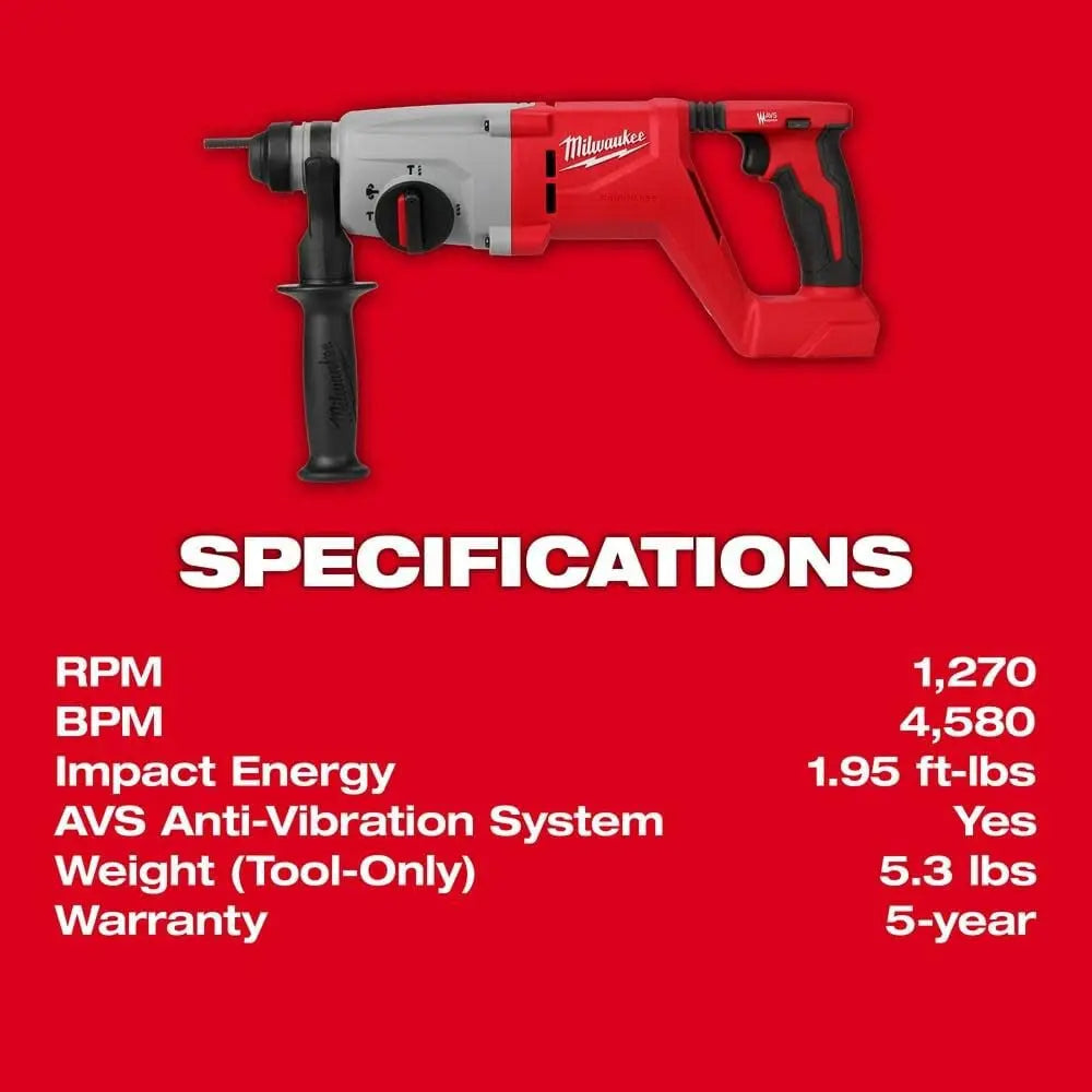 Milwaukee 2613-20 - M18™ Brushless 1” SDS Plus D-Handle Rotary Hammer - Wise Line Tools