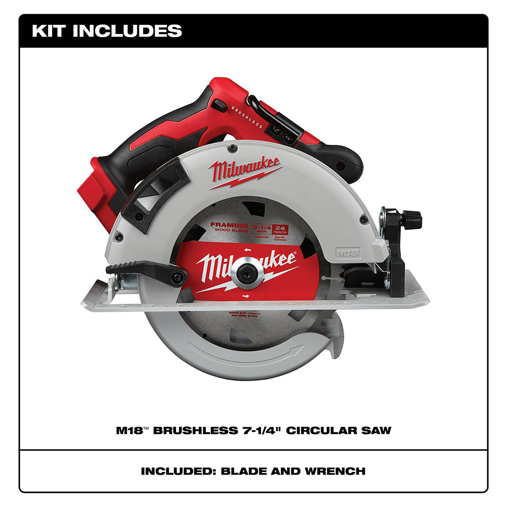 Milwaukee 2631-20 - M18™ Brushless 7-1/4 in. Circular Saw - Wise Line Tools