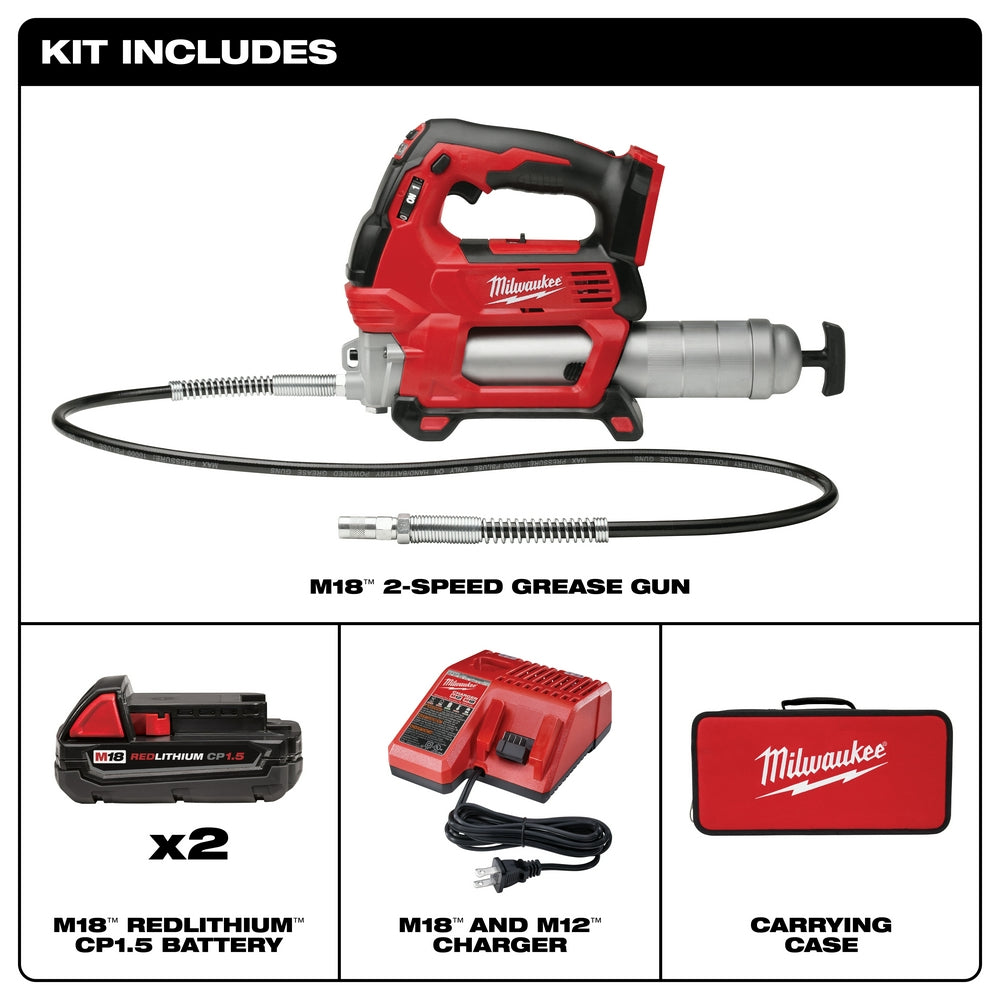 Milwaukee 2646-22CT - M18™ 2-Speed Grease Gun 2CT Kit - Wise Line Tools