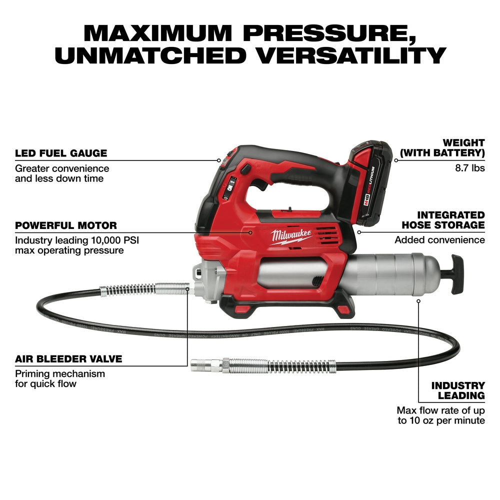 Milwaukee 2646-22CT - M18™ 2-Speed Grease Gun 2CT Kit - Wise Line Tools