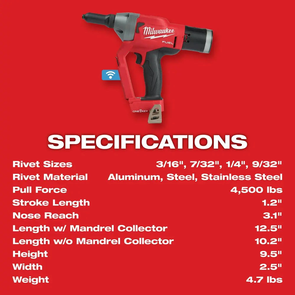 Milwaukee 2660-22CT - M18 FUEL™ 1/4" Blind Rivet Tool w/ ONE-KEY™ Kit - Wise Line Tools