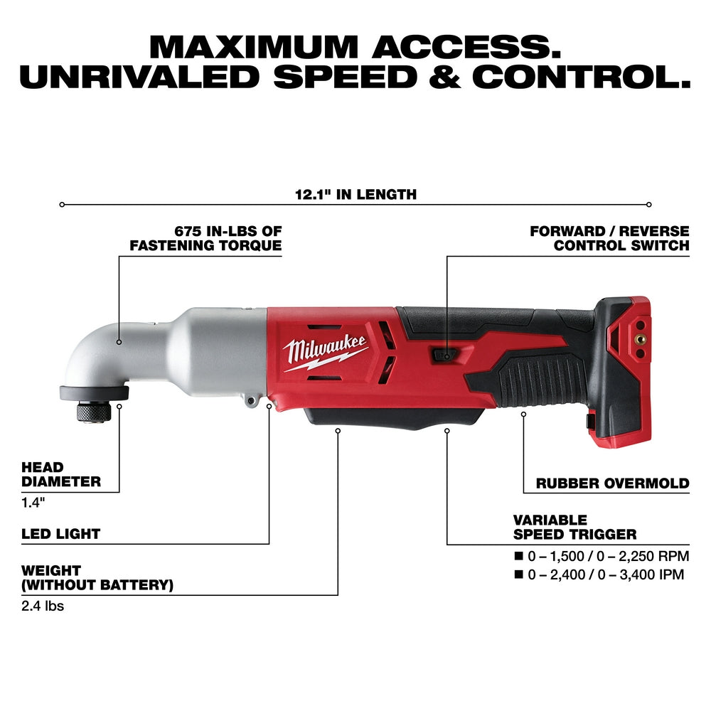 Milwaukee 2667-20 - M18™ 2-Speed 1/4 in. Right Angle Impact Driver - Wise Line Tools