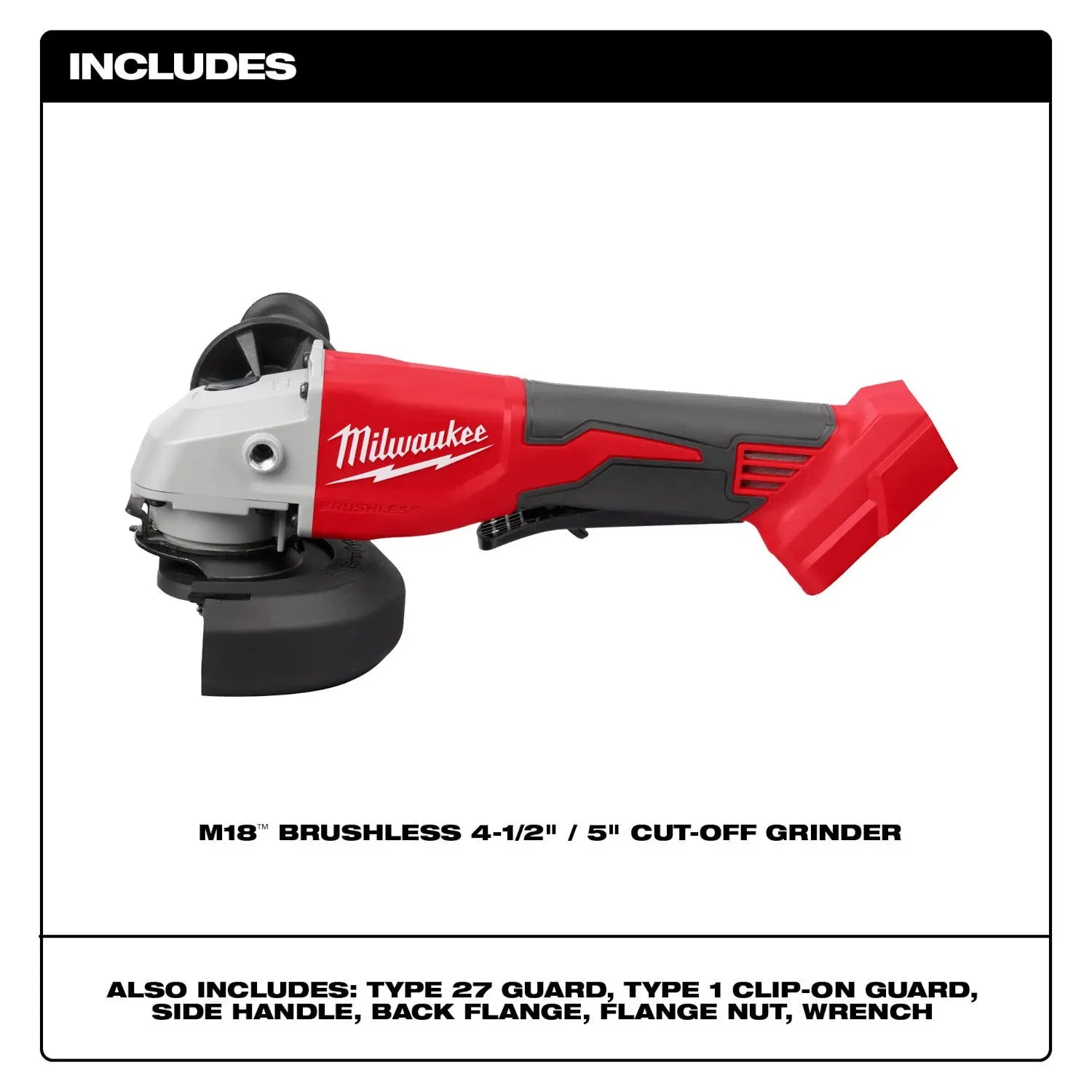Milwaukee 2686-20 - M18™ Brushless 4-1/2" / 5" Cut-Off Grinder, Paddle Switch - Wise Line Tools