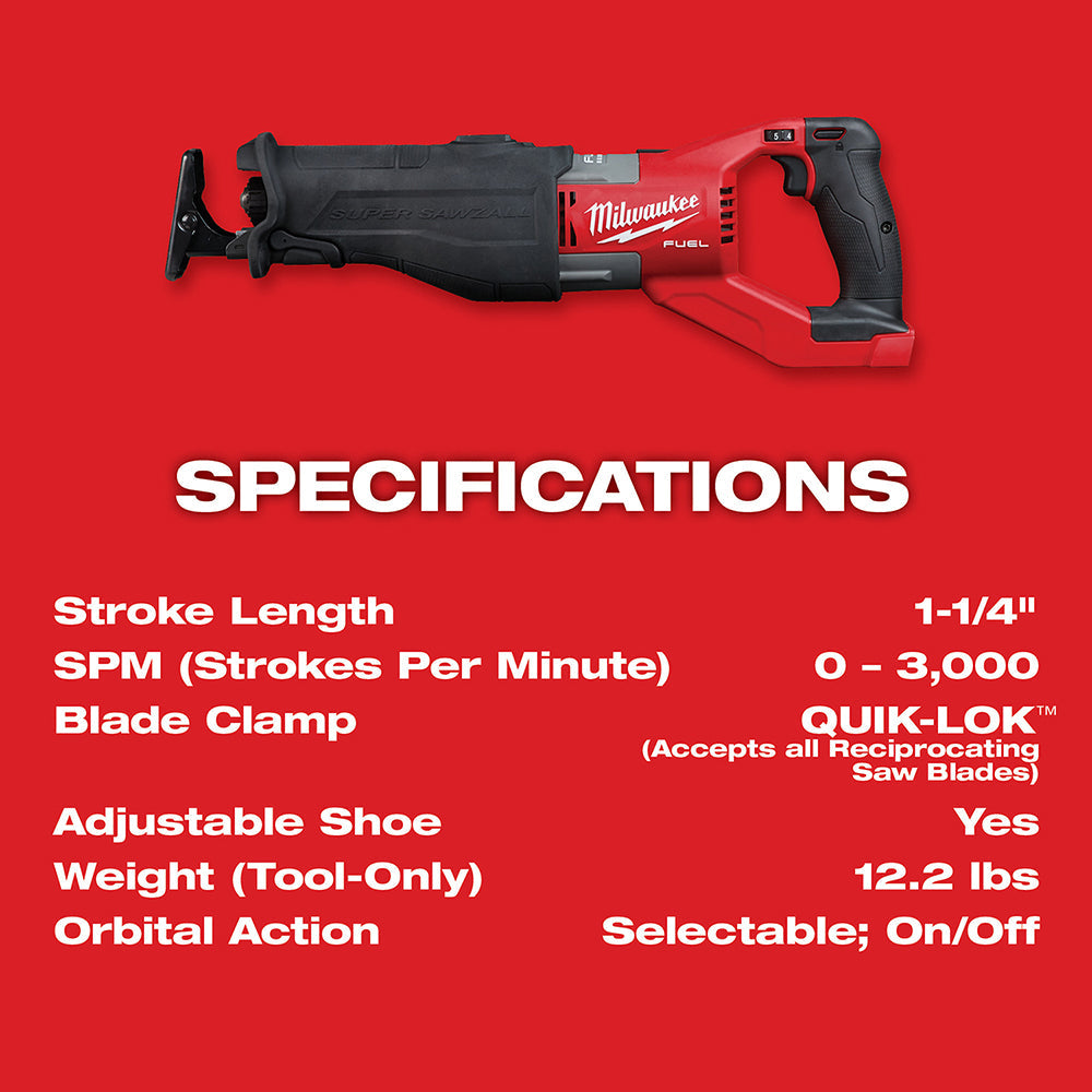 Milwaukee 2722-20 - M18 FUEL™ SUPER SAWZALL® - Wise Line Tools