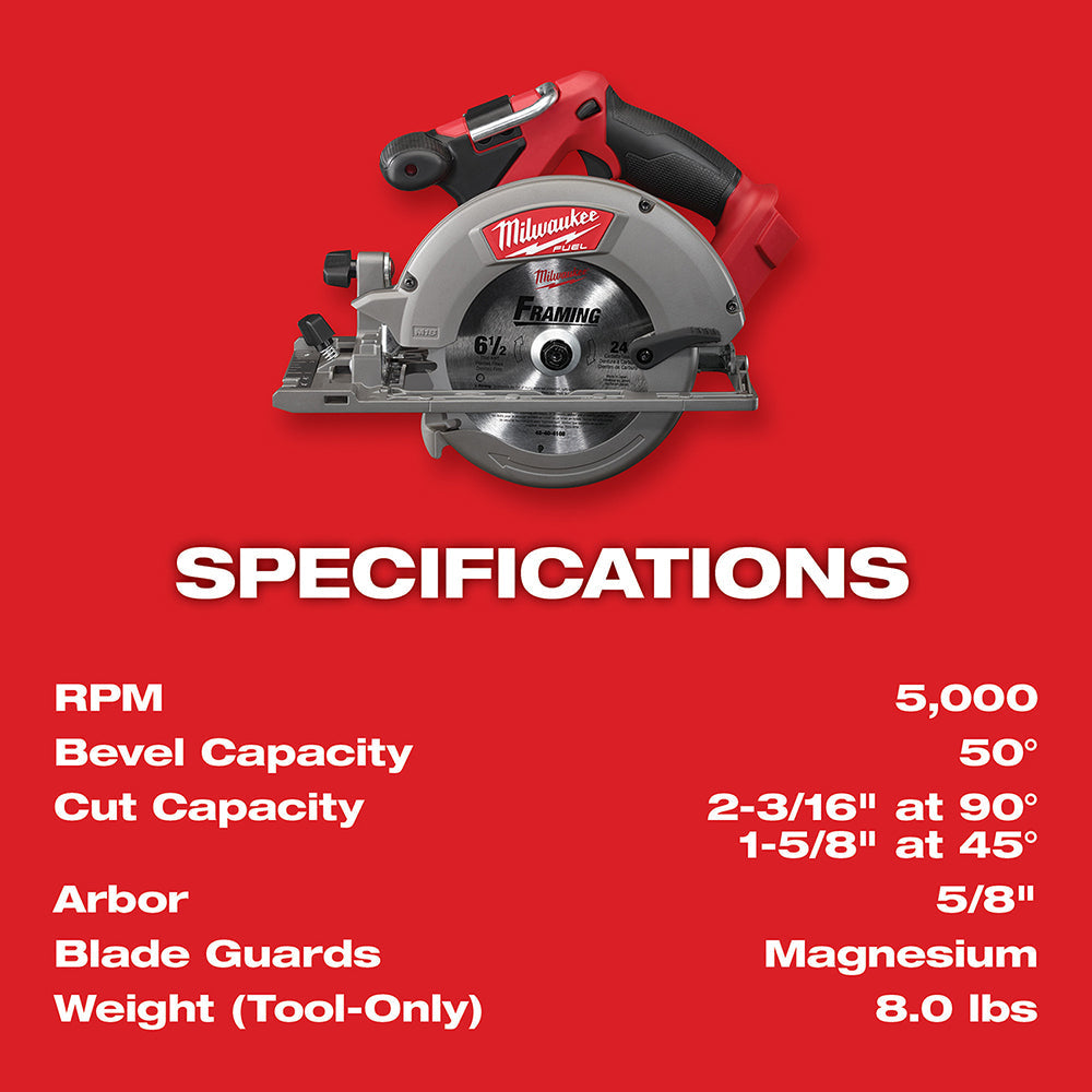 Milwaukee 2730-20 - M18 FUEL™ 6-1/2 in. Circular Saw - Wise Line Tools