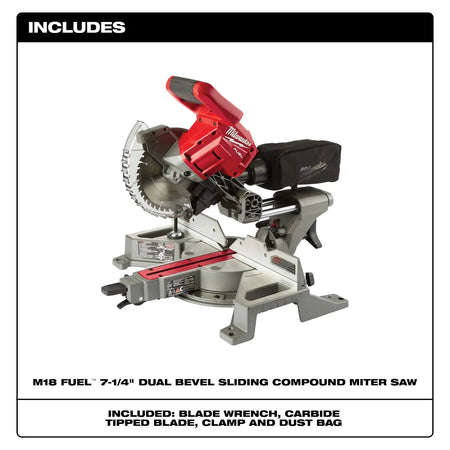 Milwaukee 2733-20 - M18 FUEL™ 7-1/4 in. Dual Bevel Sliding Compound Miter Saw - Wise Line Tools
