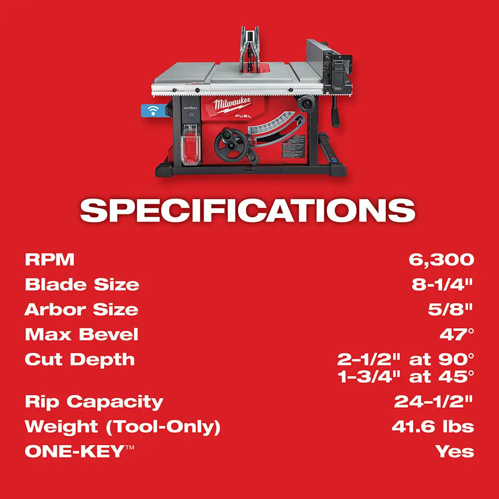 Milwaukee 2736-21HD - M18 FUEL™ 8-1/4 in. Table Saw with ONE-KEY™ Kit - Wise Line Tools