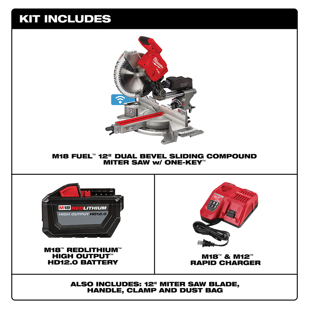 Milwaukee 2739-21HD - M18 FUEL™ 12 in. Dual Bevel Sliding Compound Miter Saw Kit - Wise Line Tools