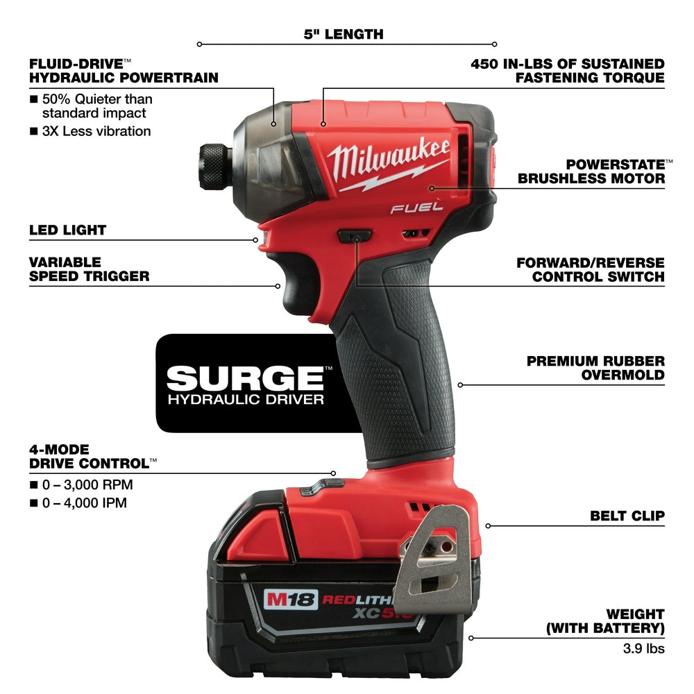 Milwaukee 2760-20 - M18 FUEL™ SURGE™ 1/4 in. Hex Hydraulic Driver - Wise Line Tools
