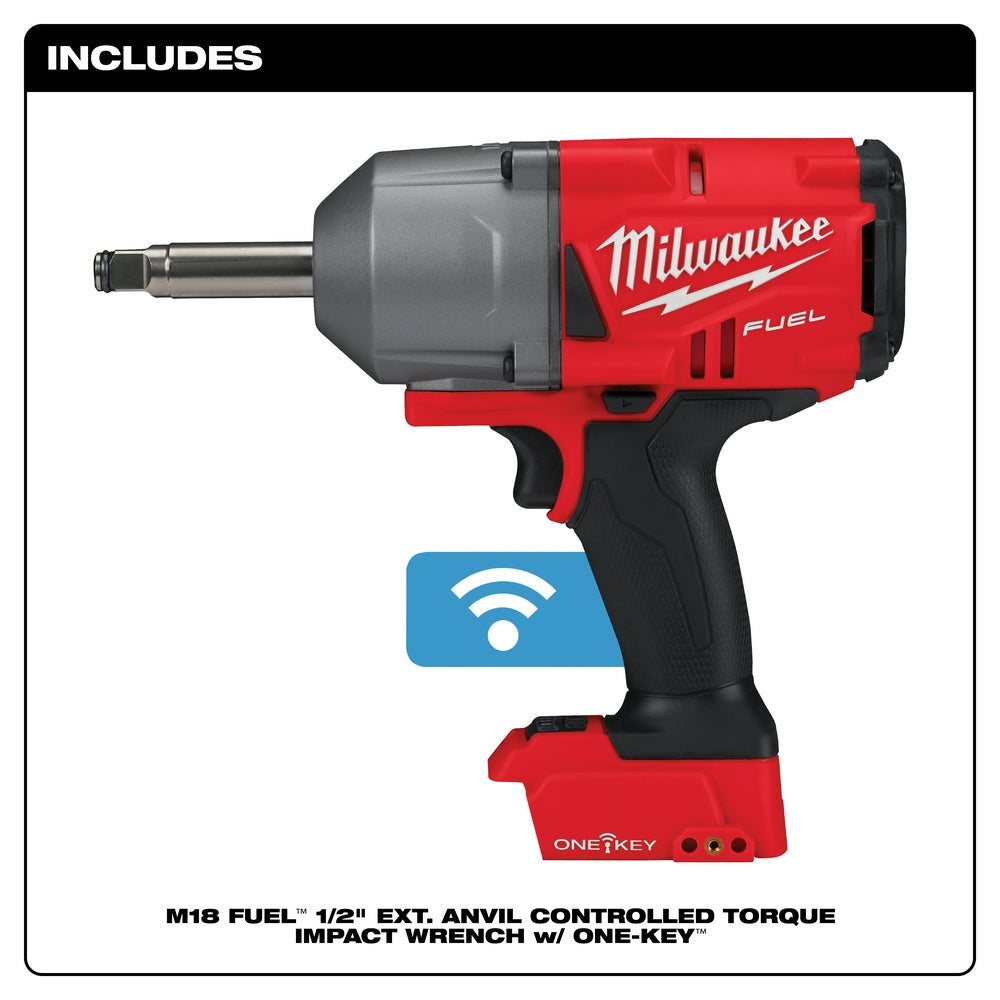 Milwaukee 2769-20 - M18 FUEL™ 1/2 in. Extended Anvil Controlled Torque Impact Wrench with ONE-KEY™ - Wise Line Tools