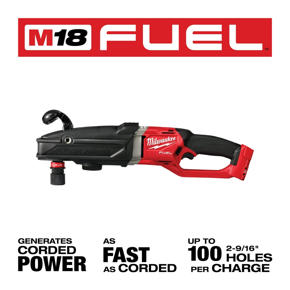 Milwaukee 2811-20 - M18 FUEL™ Super Hawg™ Right Angle Drill with QUIK-LOK™ - Wise Line Tools