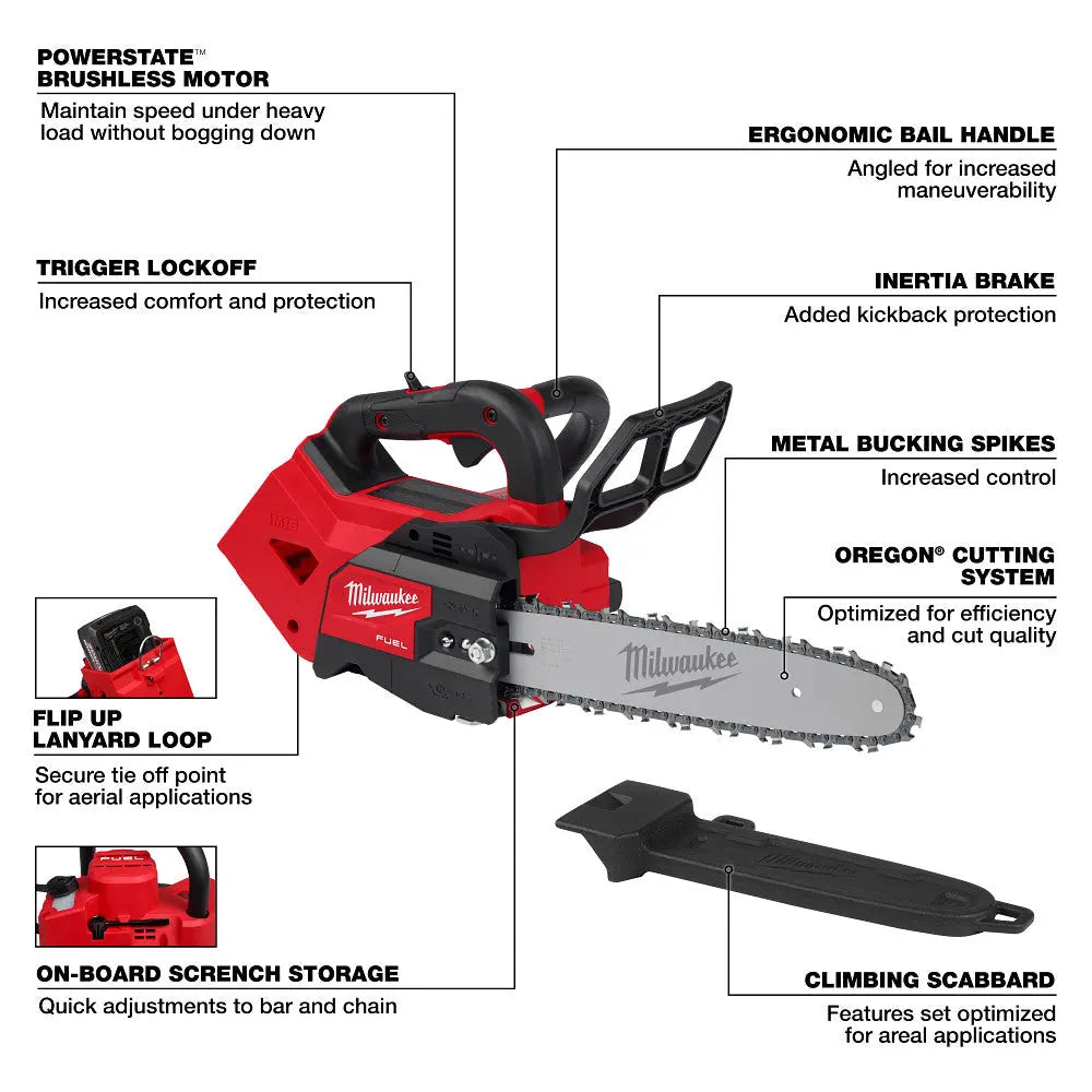 Milwaukee 2826-20C - M18 FUEL™ 12" Top Handle Chainsaw - Wise Line Tools