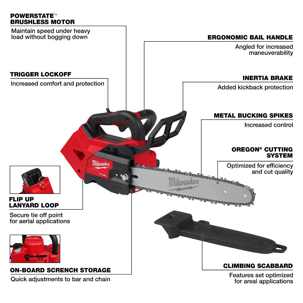 Milwaukee 2826-20T - M18 FUEL™ 14" Top Handle Chainsaw - Wise Line Tools