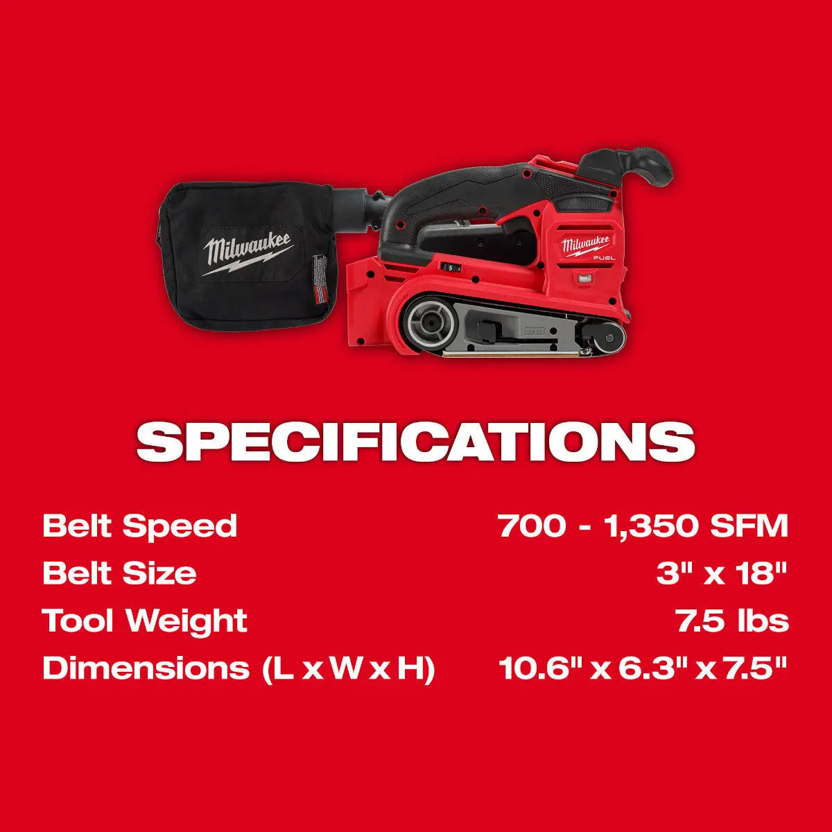 Milwaukee 2832-20 - M18 FUEL™ 3"x18" Belt Sander - Wise Line Tools