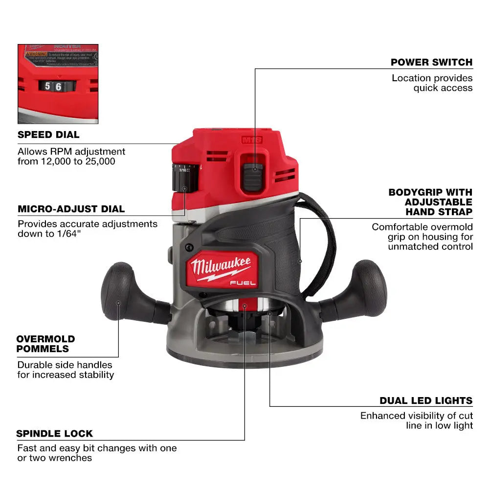 Milwaukee 2838-20 - M18 FUEL™  1/2" Router - Wise Line Tools