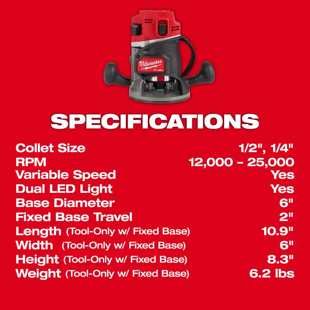 Milwaukee 2838-20 - M18 FUEL™  1/2" Router - Wise Line Tools